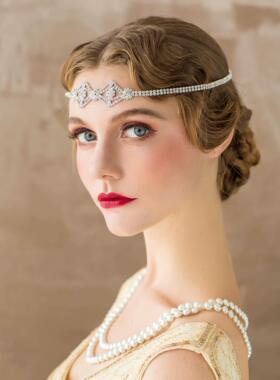 1920s  Flapper Headpiece舞会酒会年会新娘头饰轻奢满钻跳舞发带
