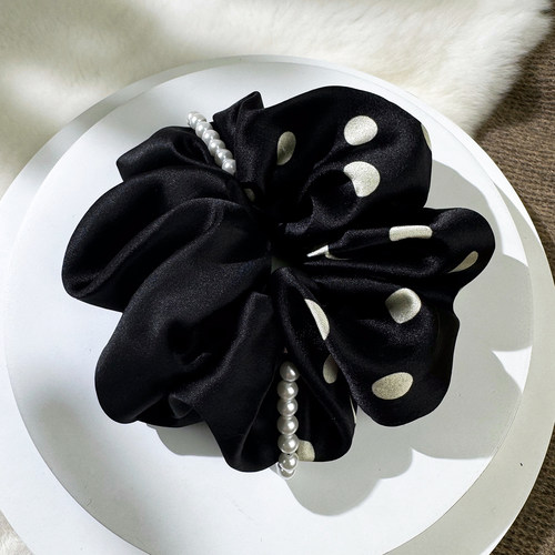 发圈真丝慵懒风头花头饰发饰珍珠