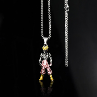 嘻哈百搭配饰新款 韩版 龙珠超级赛亚人项链男生潮酷朋克毛衣链长款
