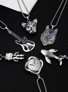 创意豹头狼头项链高街配饰新款