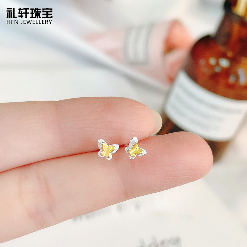 蝴蝶结耳钉耳棒养耳洞s925小精致