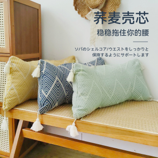 棉麻腰靠办公室久坐腰枕座椅靠垫护腰靠背汽车腰部支撑靠垫可拆洗