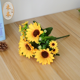 仿真向日葵花束装饰花塑料花假花摆件太阳花室内客厅摆  设仿真花