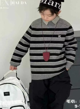 DEXE 82053 刺绣条纹一体水貂绒毛衣