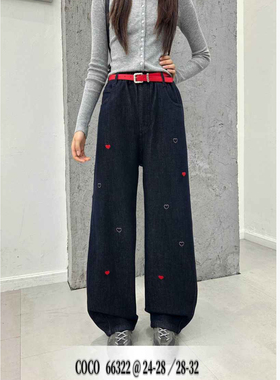 KYP 66322-1 爱心一体绒牛仔裤