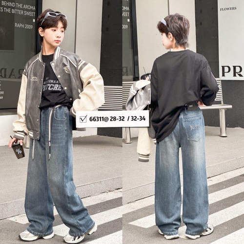 KYP 66311 一体绒牛仔直筒裤