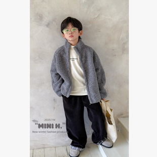 XAQ 085 拼接格子一体绒休闲裤