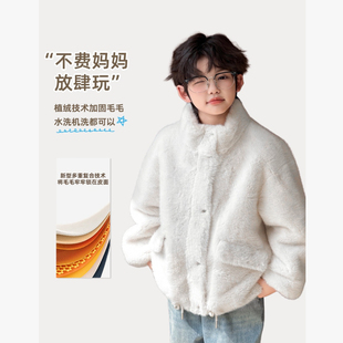 巴家 仿貂毛加厚立领毛毛外套 2540