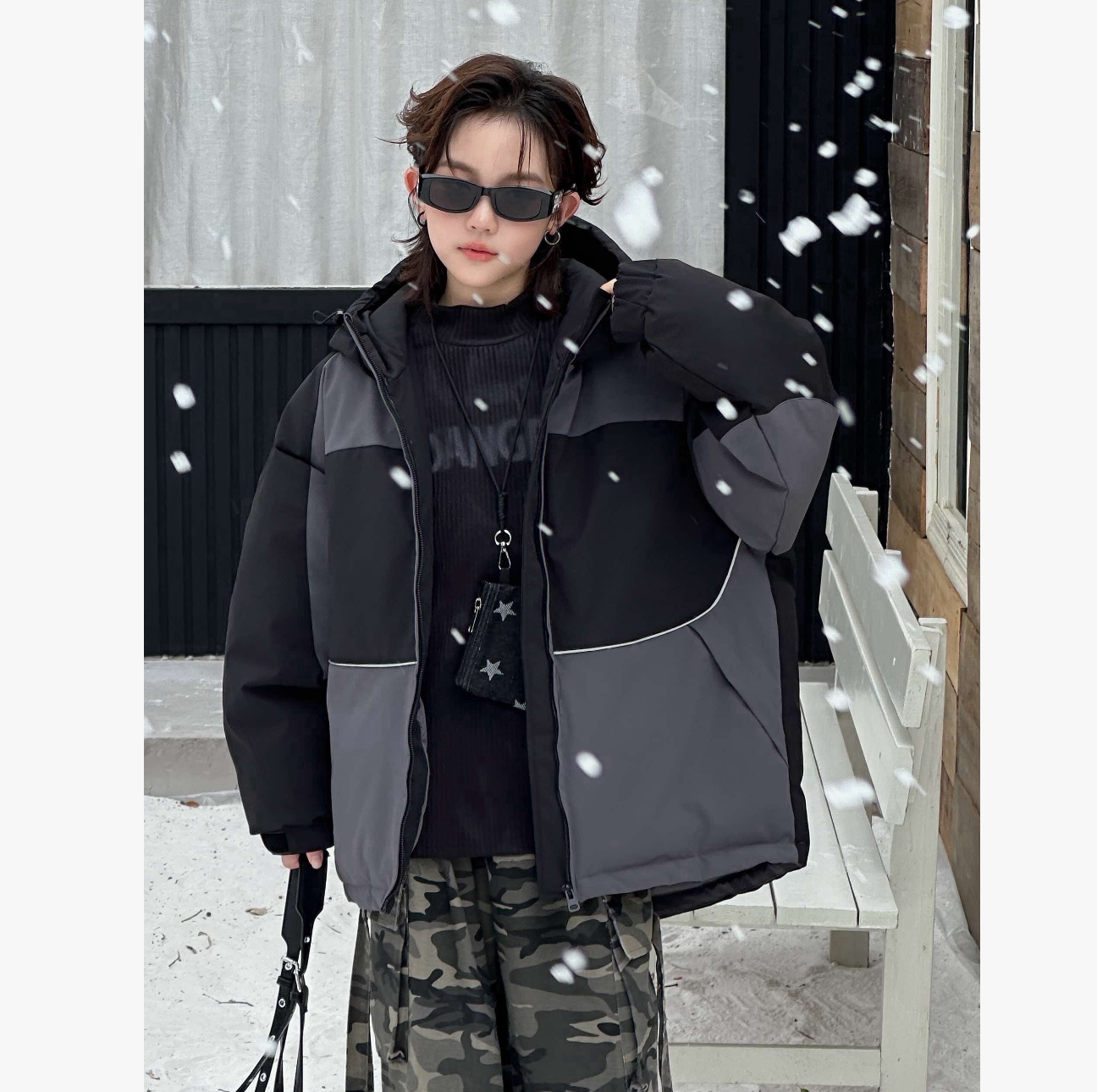 EVERY 68123 撞色棉衣外套