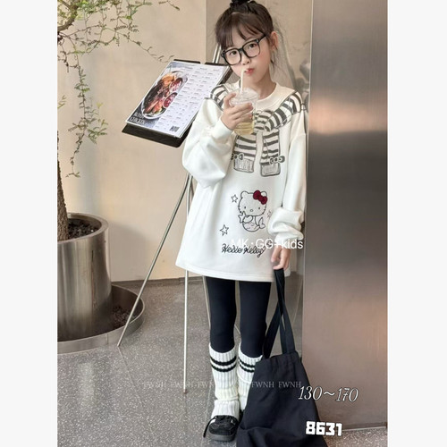 M家 8631 小猫一体磨毛打底衫