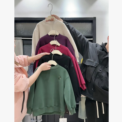 FAZ 6542 P字母刺绣加厚一体绒卫衣