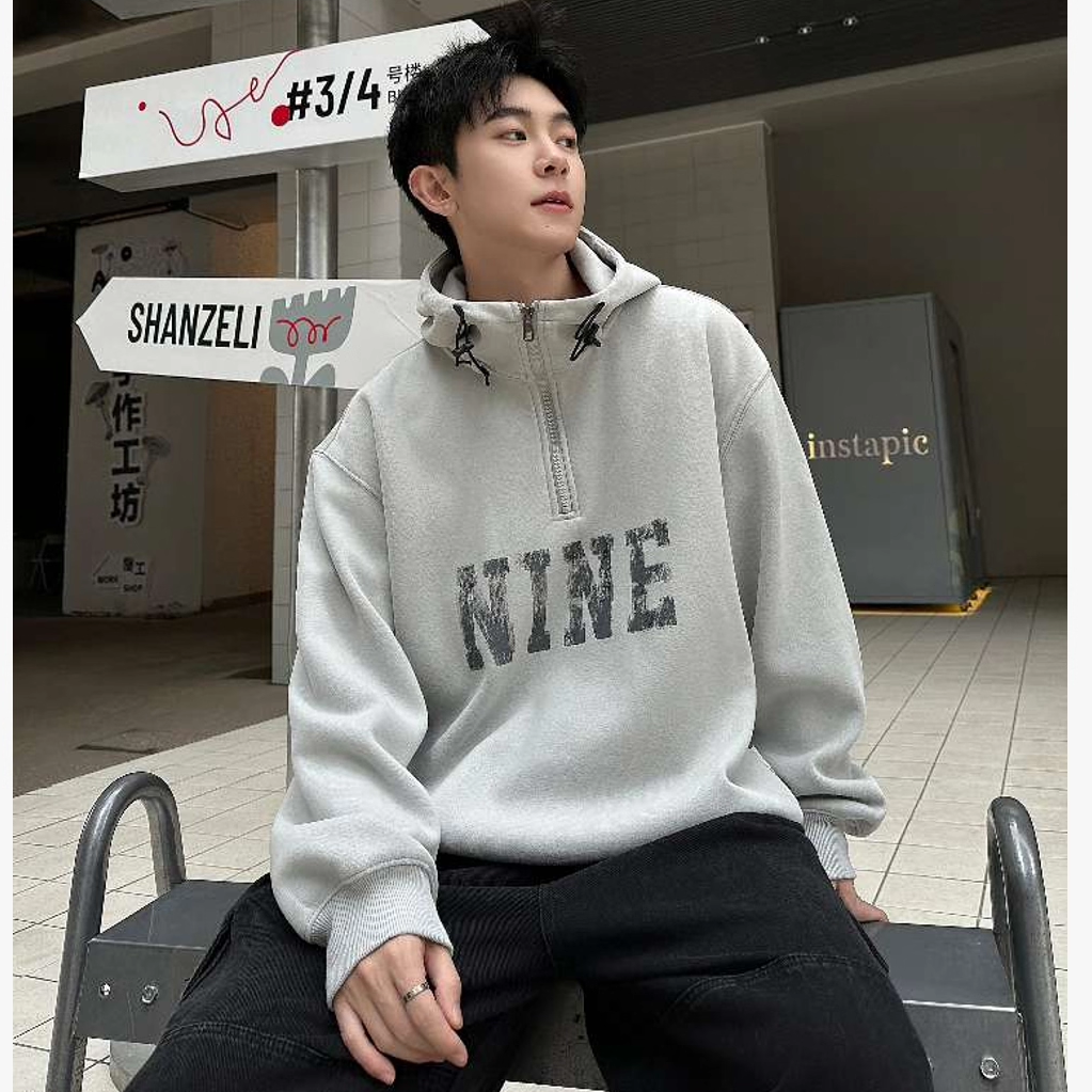 JZ 956657 N字母一体绒连帽卫衣