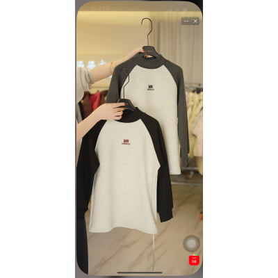 M家 8628 H字母插肩袖一体绒卫衣