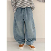 刺绣字母拼接牛仔裤 880510