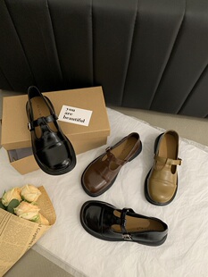 英伦风小皮鞋女2026年新款韩版学生鞋chic复古圆头平底玛丽珍单鞋