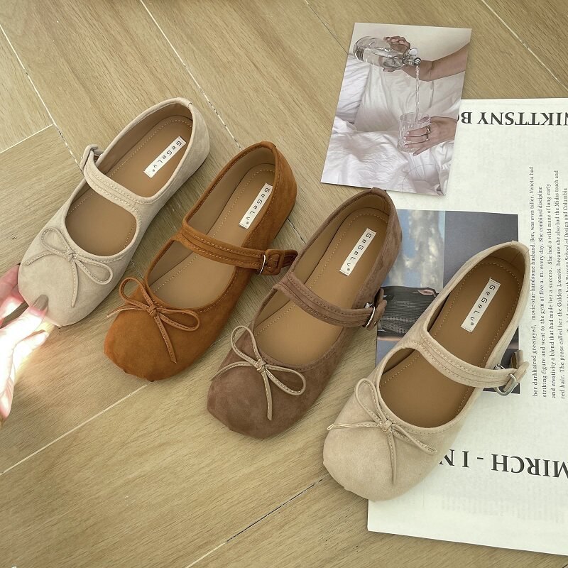 gegelv森系复古玛丽珍鞋子女平底春季新款一字扣带豆豆鞋圆头单鞋