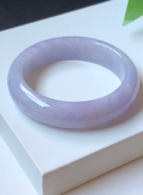 54圈6N7704平安镯 大艺珠宝春彩紫罗兰缅甸天然A货翡翠手镯玉镯子