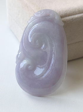 如意95419 大艺珠宝冰糯种紫罗兰天然翡翠a货玉石吊坠项链毛衣链