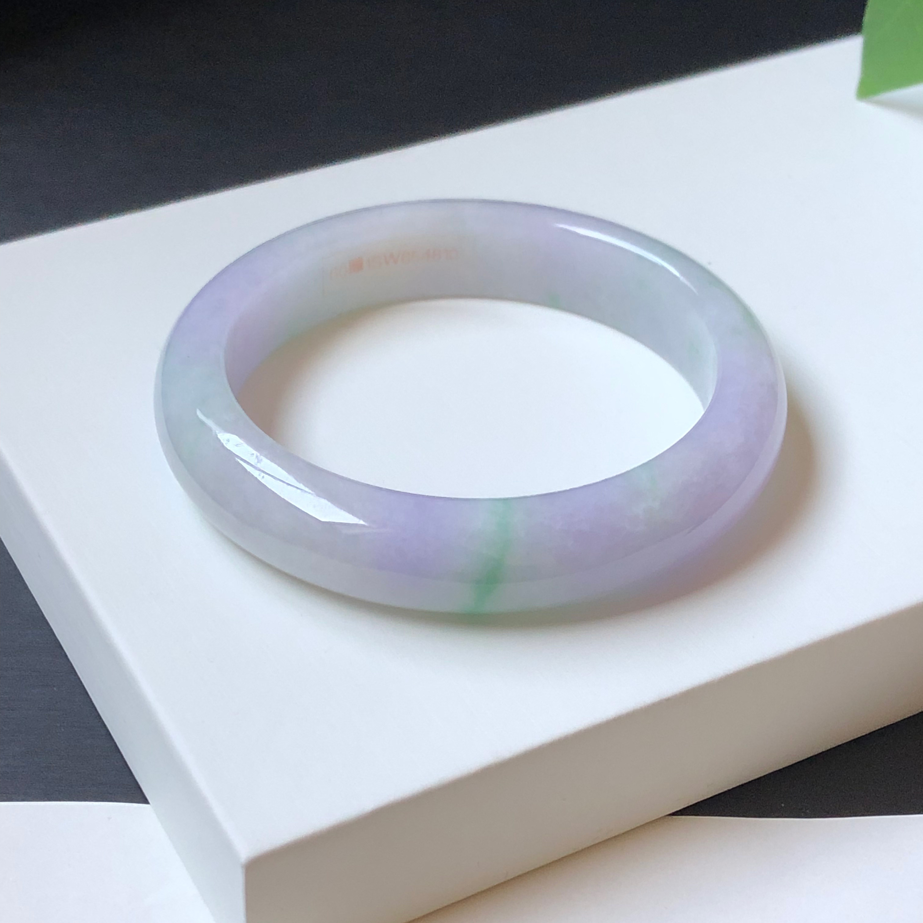 60圈1SW654810平安镯 大艺珠宝春带彩紫飘绿缅甸天然翡翠A货手镯