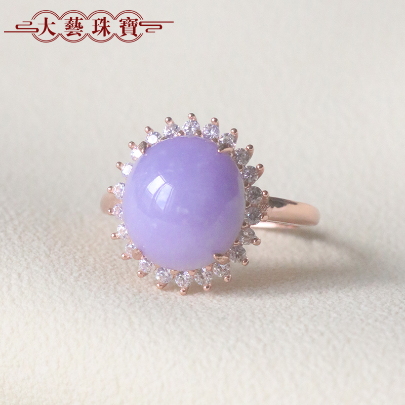 s925银镶天然翡翠a货蛋面戒指女