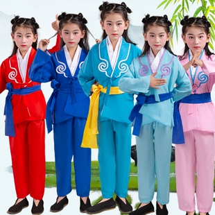 儿童演出服男女越剧茶服黄梅戏古装演出服京剧店小二小儿朗戏服