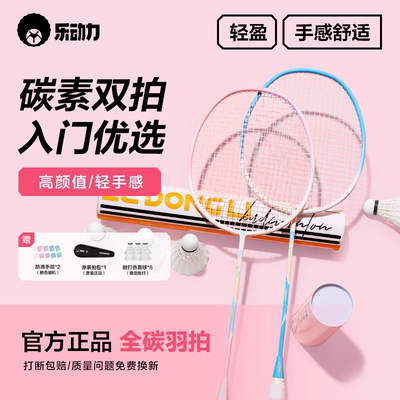 乐动力碳素复合羽毛球拍套装