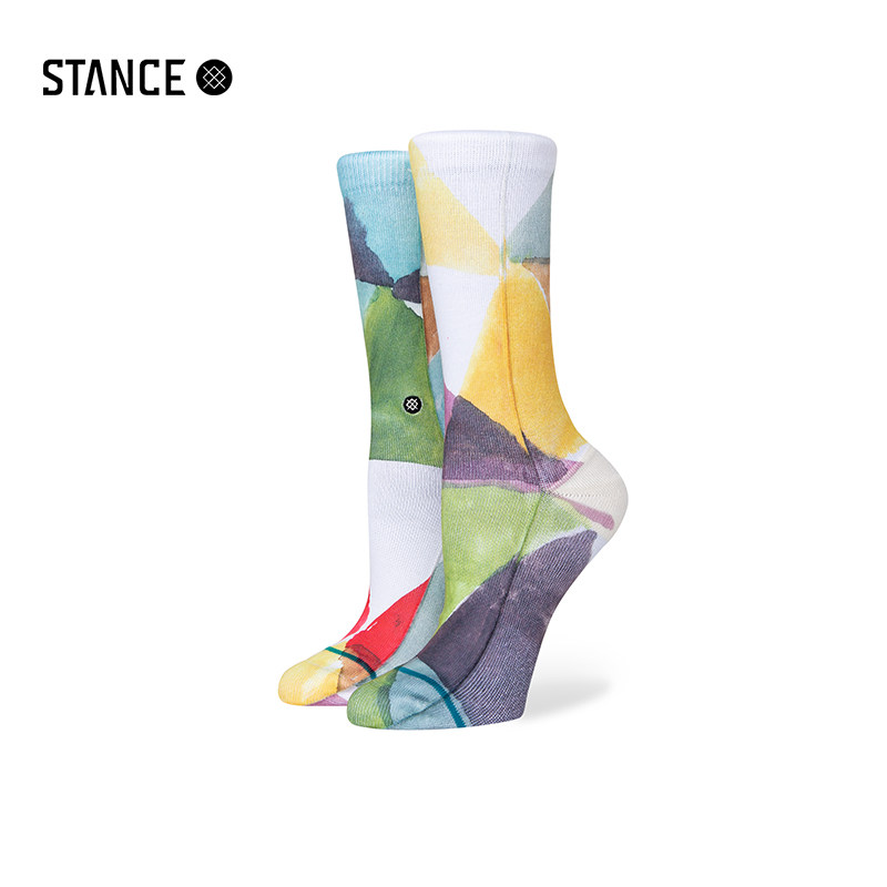 STANCE GENUINE GEO设计款彩色拼接女士休闲中筒袜子棉袜春透气