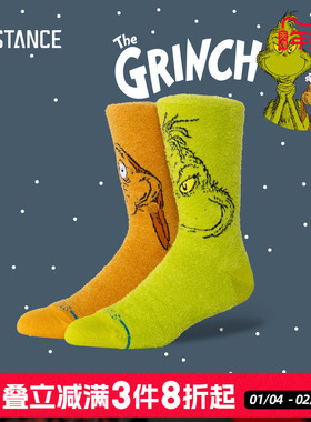 STANCE X THE GRINCH圣诞怪杰联名男女中筒袜冬季加绒保暖潮袜子