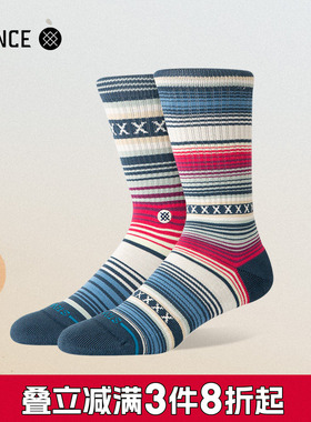 STANCE秋冬休闲袜蓝色条纹545中筒袜男女同款袜子保暖舒适个性