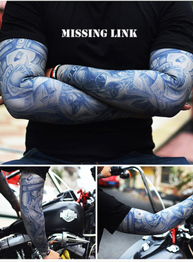 雷摩机车missing link遮仿纹身防晒冰丝袖套摩托车户外钓鱼保护臂
