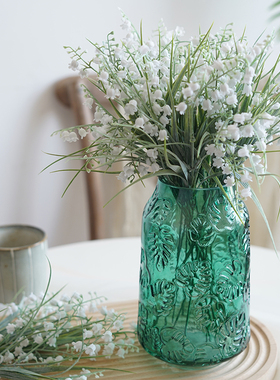仿真铃兰花手捧花束清新淡雅绢花假花风铃草餐桌插花摆件白色婚礼