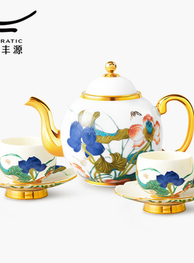 【送茶点盘】永丰源幸福和鸣6头中式下午茶具套装陶瓷茶壶喝茶杯