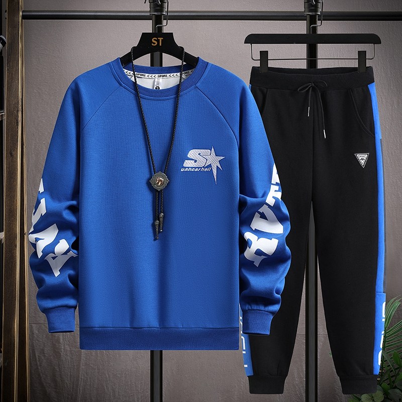 春秋季青少年卫衣胖男孩12岁15初中学生14帅气衣服15大童运动套装