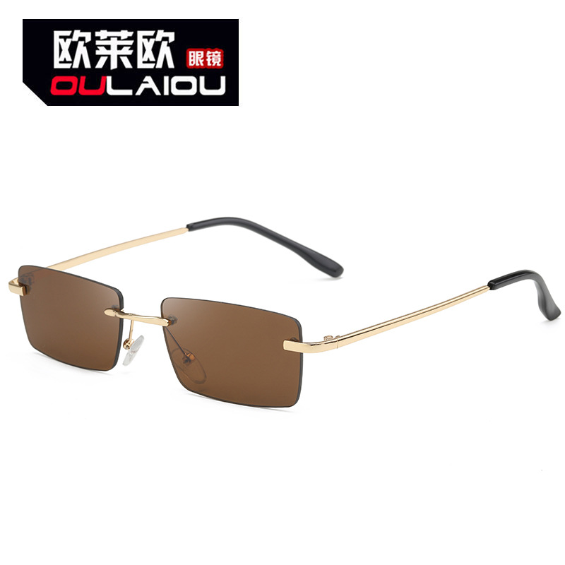 无边框切边金属太阳镜女海洋黄片墨镜男欧美跨境防紫外线