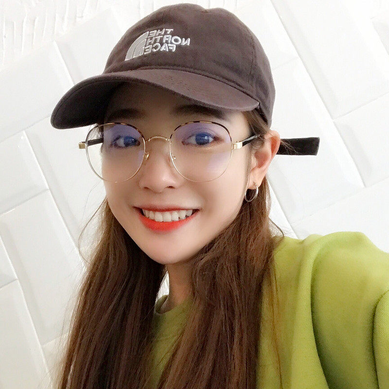2025新款金属圆形双色豹纹平光镜女无度数配近视眼镜架潮流眼镜框