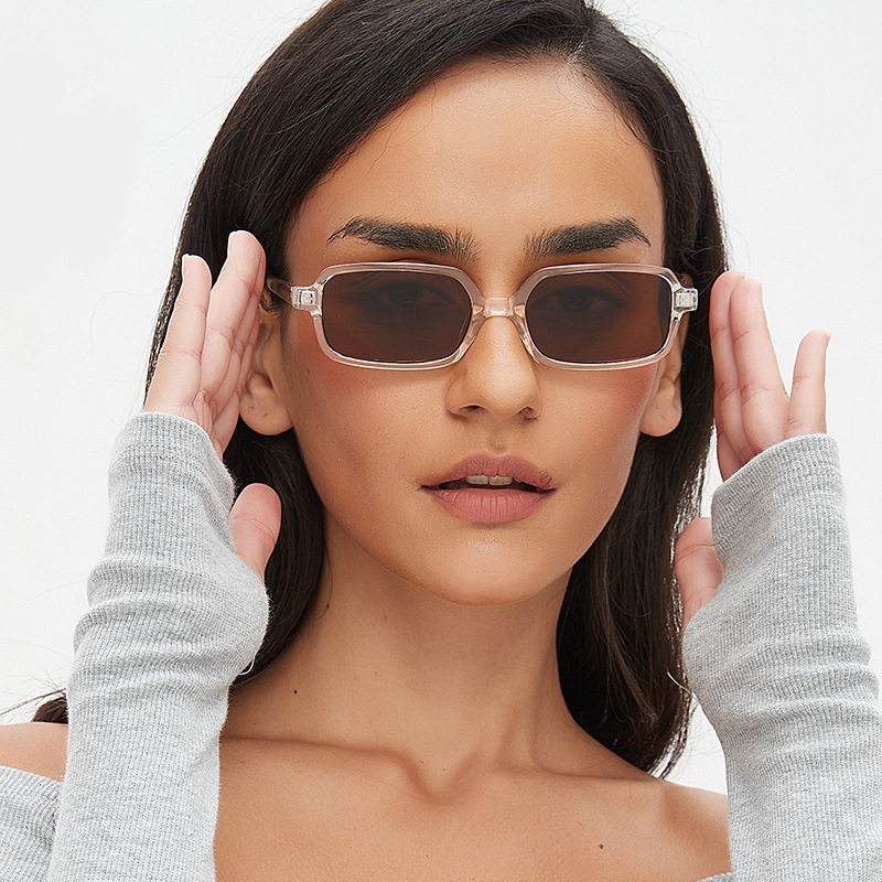 复古方形黑框茶片欧美时尚潮流街拍凹造型墨镜超轻防晒sunglasses