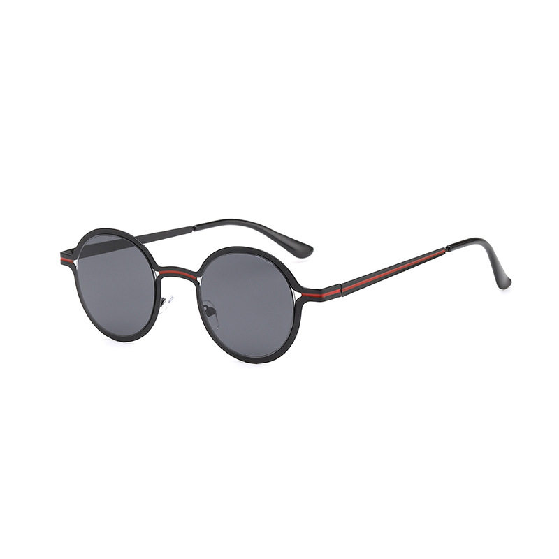 圆框双色金属钢皮墨镜男女太阳眼镜UV防紫外线个性欧美防晒太阳镜