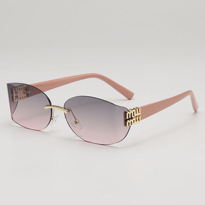 欧莱欧椭圆形无框切边墨镜辣妹街拍凹造型防晒装饰太阳镜