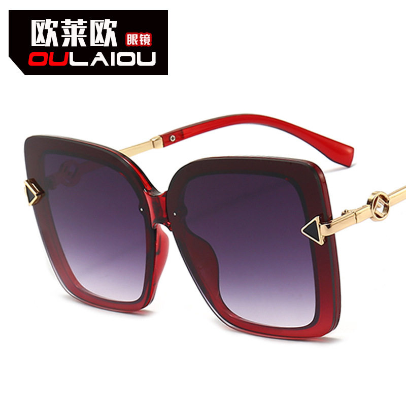 太阳镜女防紫外线个性金属箭头大框抄片墨镜欧美大脸2024新款眼镜