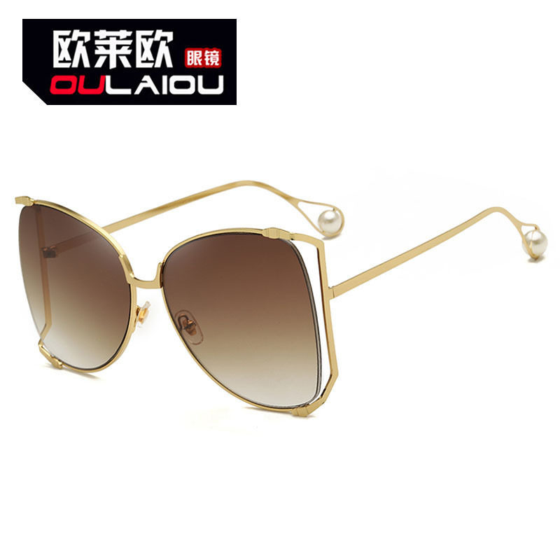 欧莱欧8366太阳镜女士时尚墨镜2022新款欧美大框珍珠潮流眼镜