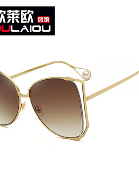 欧莱欧8366太阳镜女士时尚墨镜2022新款欧美大框珍珠潮流眼镜