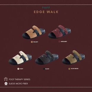 泰国潮牌puff shoes男女同款宽绑带超细纤维足底支撑休闲拖鞋