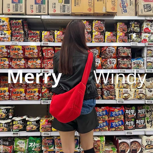 泰国小众品牌 kentneey原创蝴蝶结绑带纯棉纯色斜挎包单肩包