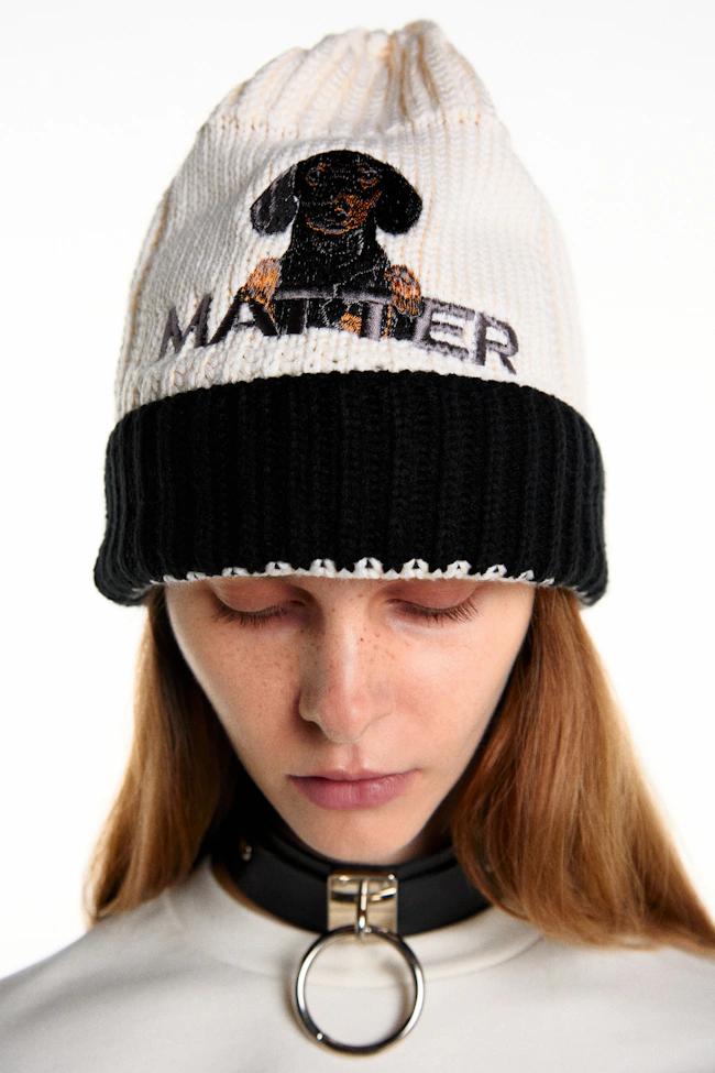 泰国潮牌 matter makers 腊肠狗刺绣针织帽棒球帽