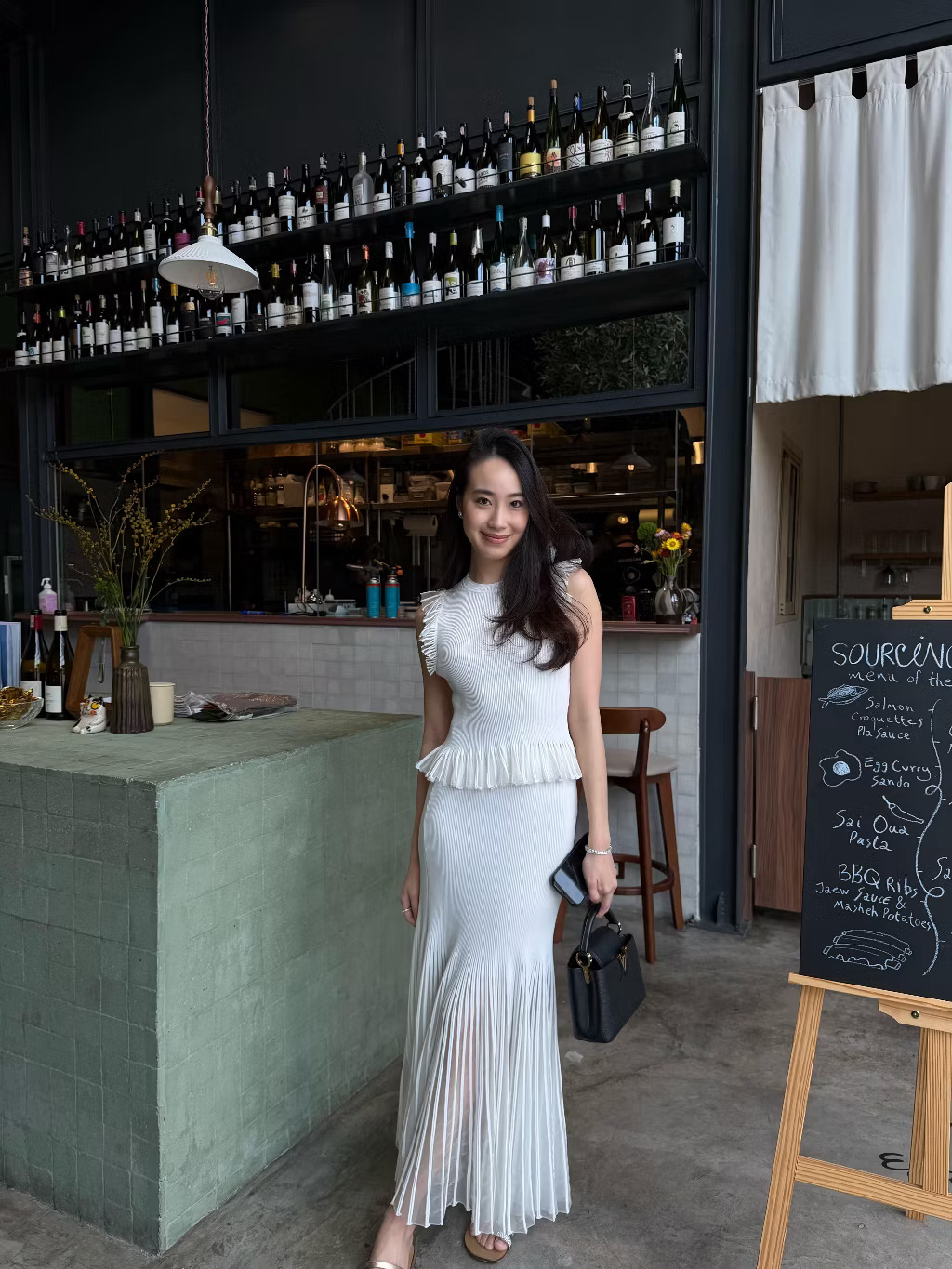 泰国潮牌 edition 时尚金属感荷叶边袖针织背心半裙套装