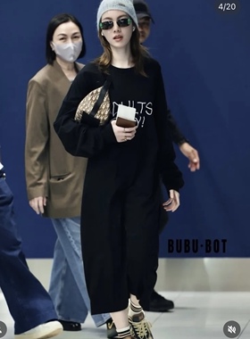 泰国潮牌 mattermakers 黑色宽松休闲针织连衣裙 orm同款