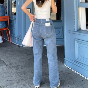 牛仔裤 apparels浅蓝色修身 something 泰国小众品牌