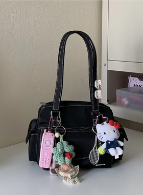 泰国小众品牌something apparels鹿绒软皮英式剑桥包多口袋单肩包