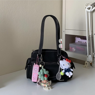 泰国小众品牌something apparels鹿绒软皮英式剑桥包多口袋单肩包