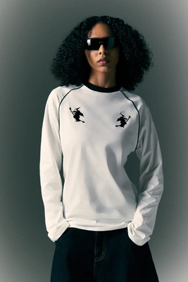 泰国潮牌mattermakers白色纯棉巫师刺绣长袖T恤 orm同款